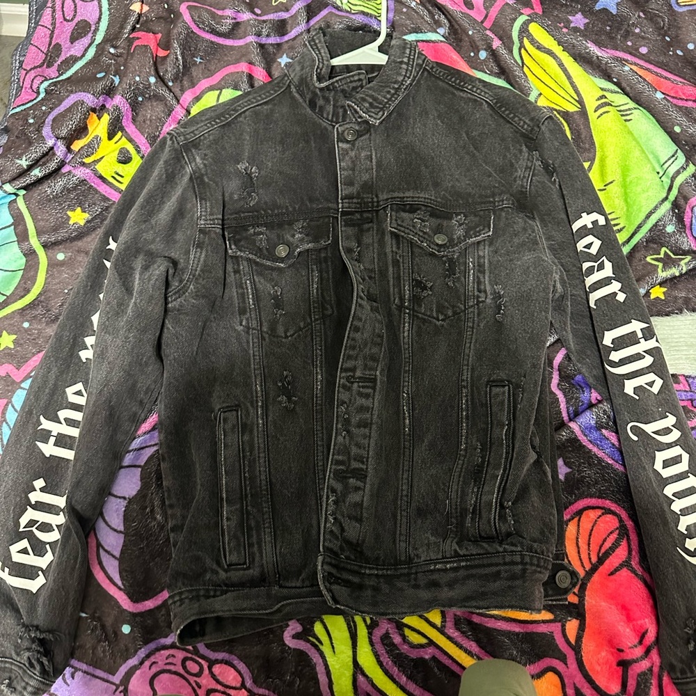 Black blue jean jacket, size medium